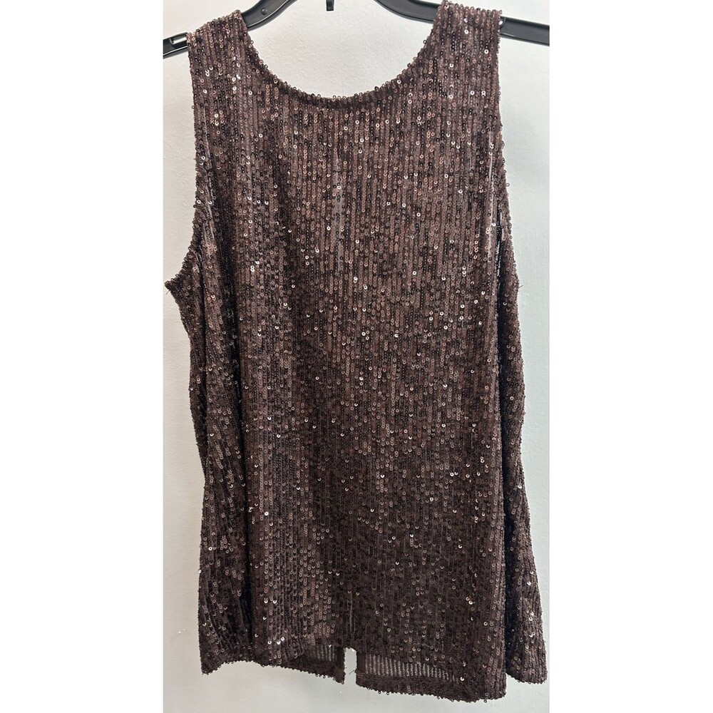 Halogen Sequin Brown Bronze Sleeveless Tank Women Small Shiny Party Cocktail